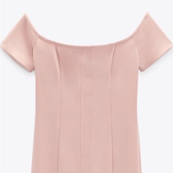 NWT ZARA Topstitched Bodycon Off Shoulder Dress S - Picture 9 of 13